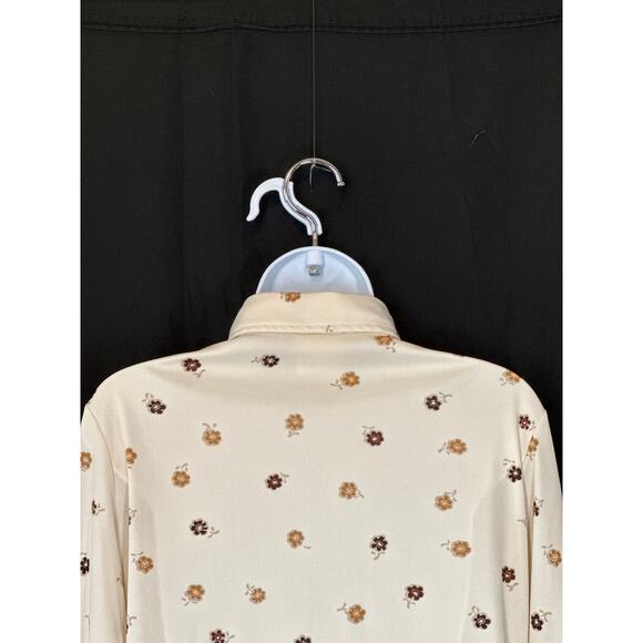 VTG DONNKENNY Cream Ditsy Floral Blouse S/M 60s/70s Retro Groovy Large Collar - Picture 8 of 15
